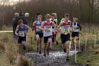 49 Phillip Winkler, 26 Greg Chambers and eventual winner 27 Luke Clarke the under-17s 2012 North East Championships, Summerhill Country Park, Hartlepool.
